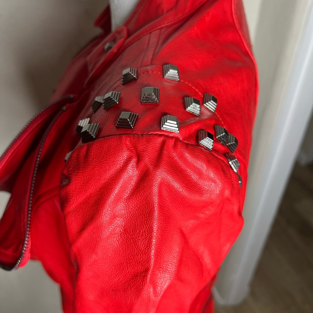 Red Silver Studded Rivet Jacket - Picture 9 of 13